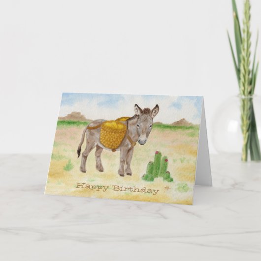 Burro met de verjaardag van de Mand notecard Kaart (Voorkant)