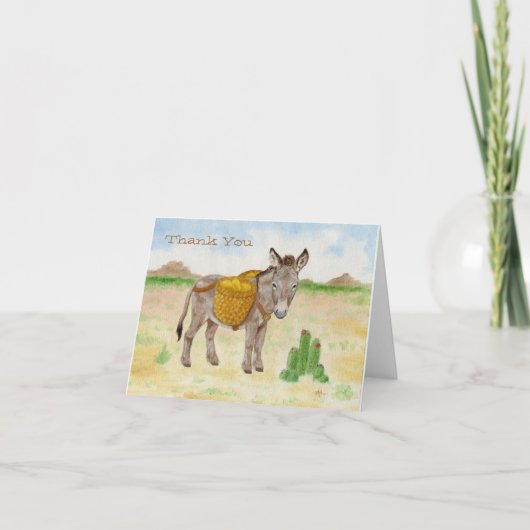 Burro met mandje bedankt notiecard (Voorkant)