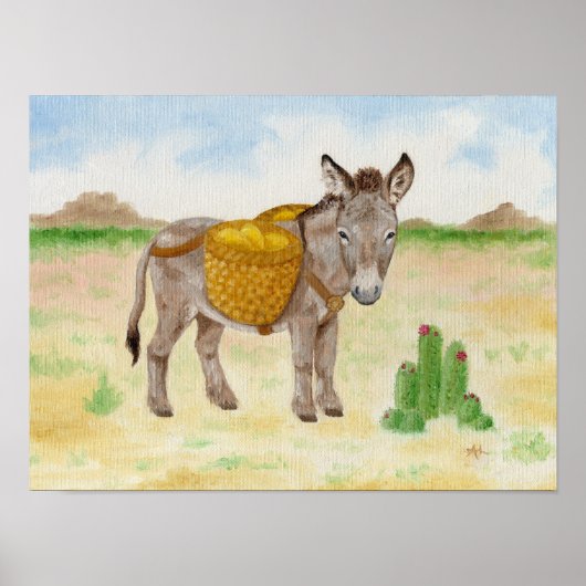 Burro met mandjesafdrukken poster (Voorkant)