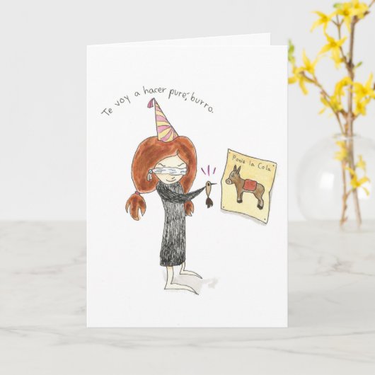 Burro Tarjeta DE Cumpleaños Kaart (Gele Bloem)