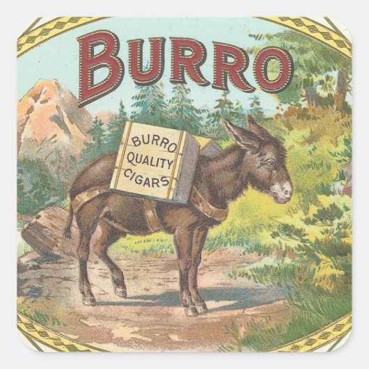 Burro Vierkante Sticker (Voorkant)