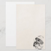  Burrowing Owl Chick Bird Illustratie Briefpapier (Voorkant / Achterkant)