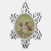 Burrowing Owls Snowflake Pewter kerstversiering Tin Sneeuwvlok Ornament (Rechts)