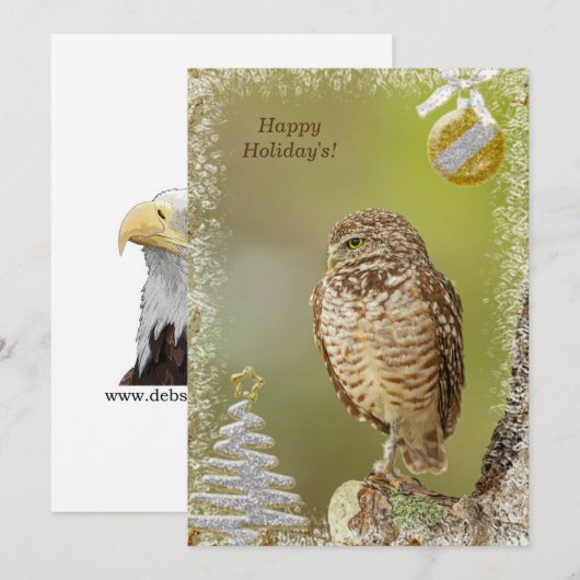 Burrowing Uil Kerst Kaart (Voorkant / Achterkant)