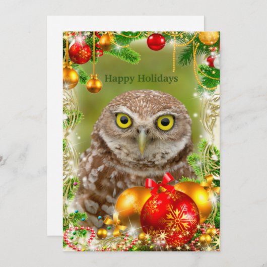 Burrowing Uil Kerst Kaart (Voorkant / Achterkant)