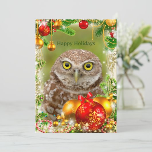 Burrowing Uil Kerst Kaart (Staand voorkant)