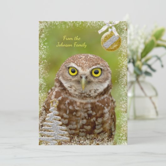 Burrowing Uil Kerst Kaart (Staand voorkant)