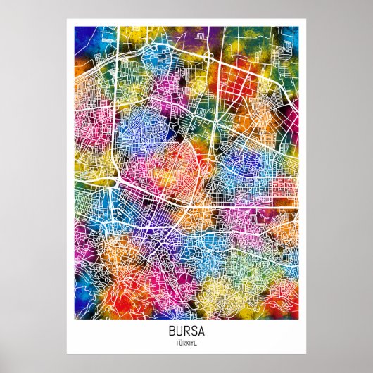 Bursa Türkiye Stadsplattegrond Poster (Voorkant)