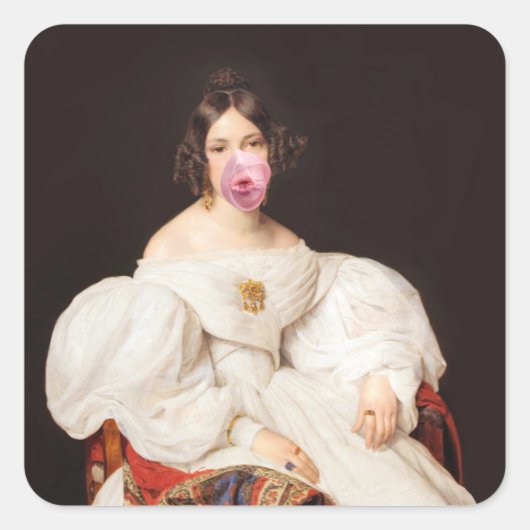 Burst Bubble Gum Diva Vierkante Sticker (Voorkant)