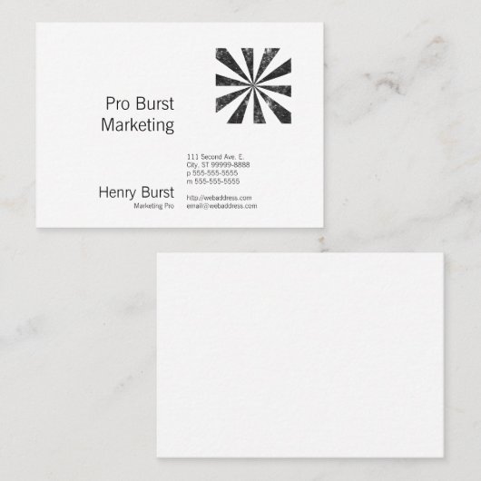 Burst (Letterdruk Stijlachtergrond) Visitekaartje (Voorkant / Achterkant)