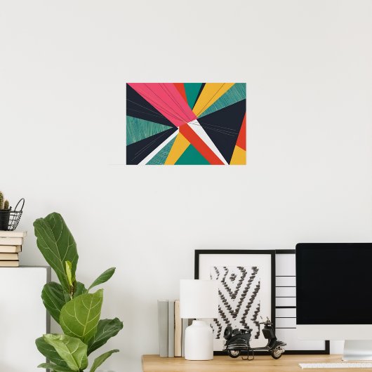 Burst of Balance: Angular Color Abstraction Poster (Thuiskantoor)