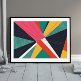 Burst of Balance: Angular Color Abstraction Poster