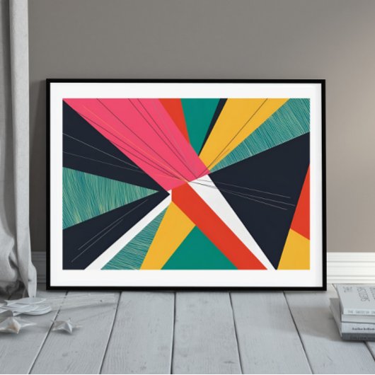 Burst of Balance: Angular Color Abstraction Poster