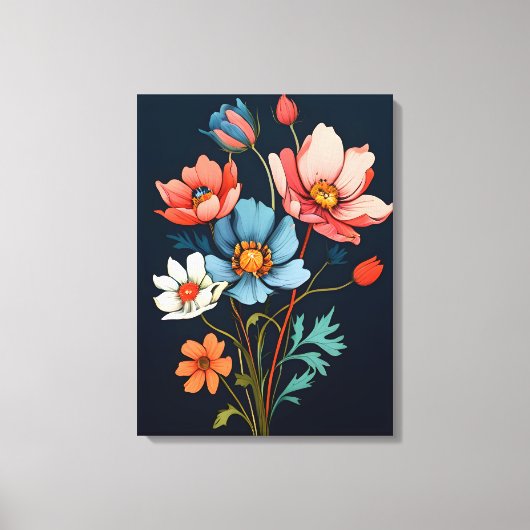 Burst of Color: Abstract Flowers Canvas Afdruk (Voorkant)