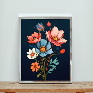 Burst of Color: Abstract Flowers Foto Afdruk