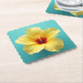 Burst of Joy: Gele Hibiscus Verrukking Kartonnen Onderzetters (Gebogen)