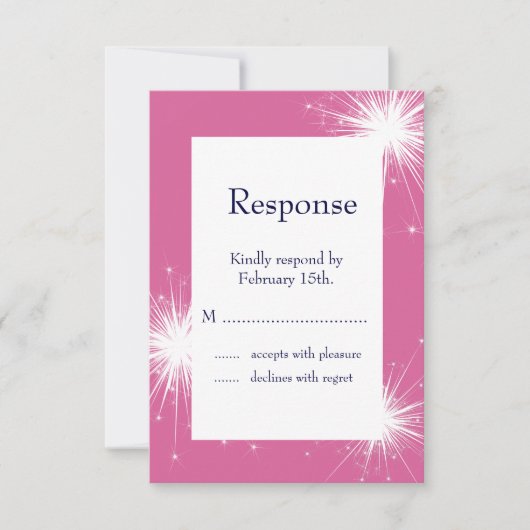 Burst of Sparkles RSVP (roze) Kaartje (Voorkant)