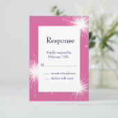 Burst of Sparkles RSVP (roze) Kaartje (Staand voorkant)