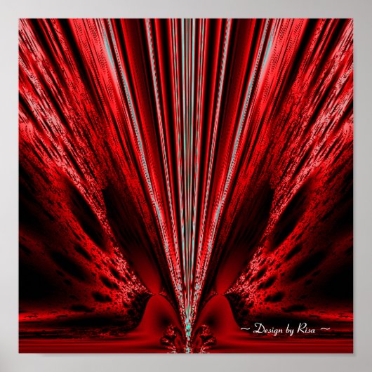 Burst - Rood n Witte Fractal Poster (Voorkant)