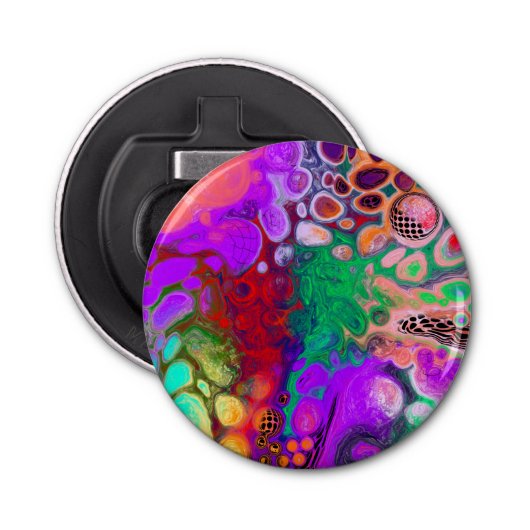 Burst van Colors Digital Fluid Art Button Flesopener (Voorkant)