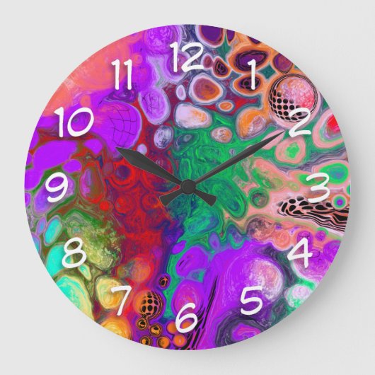 Burst van Colors Digital Fluid Art Grote Klok (Voorkant)
