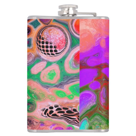 Burst van Colors Digital Fluid Art Heupfles (Achterkant)