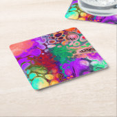 Burst van Colors Digital Fluid Art Kartonnen Onderzetters (Schuin)