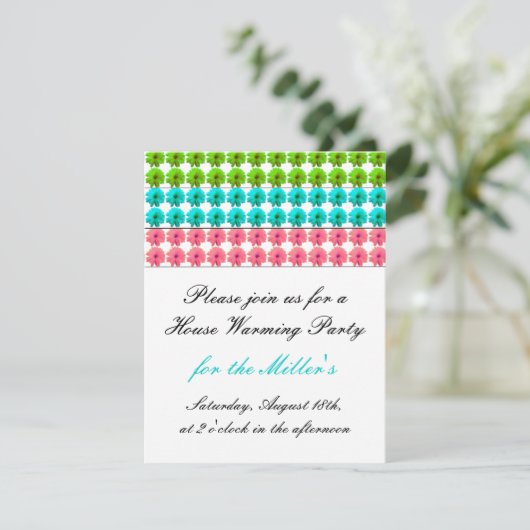 Burst van Flowers House Warming Invitation Kaart (Staand voorkant)