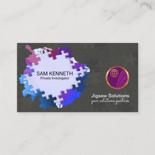 Burst van Jigzaag Puzzle Light Private Investigato Visitekaartje (Voorkant)