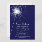 Burst van Sparkles Sweet Sixteen Invitation (blauw Kaart (Voorkant)