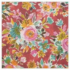 BURSTBold Red Waterverf Floral fabric Stof