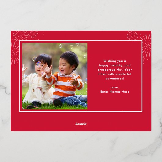 Bursting Celebration FOLIE Chinees Nieuwjaar Kaart (Achterkant)