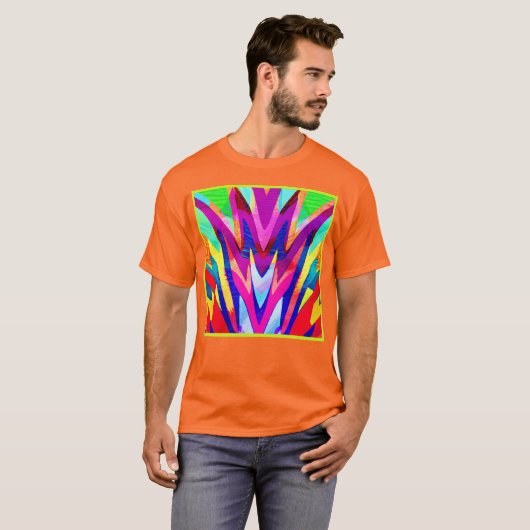 Bursting Color Abstraction Patroon T-shirt (Voorkant volledig)