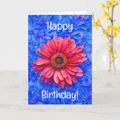 Bursting Daisy Flowers Red Daisy Art Birthday Kaart (Gele Bloem)