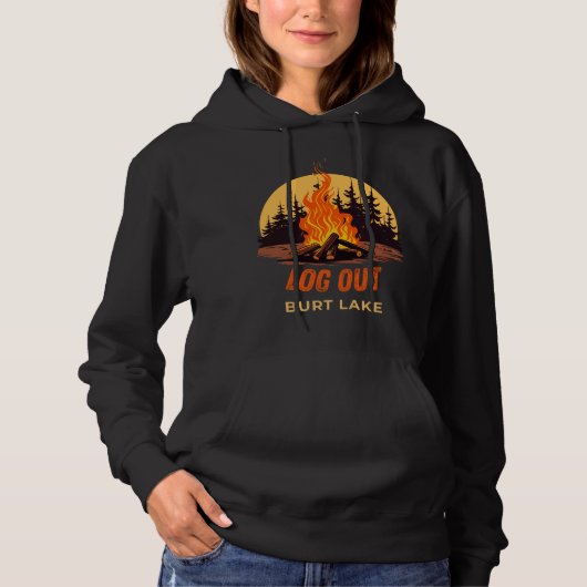 Burt Lake Michigan Kampvuur Hoodie (Voorkant)