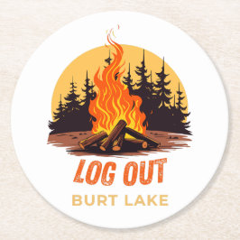 Burt Lake Michigan Kampvuur Ronde Kartonnen Onderzetter