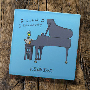 Burt Quackarach Eend Grappige Pianospeler Kunstwer Glazen Onderzetter