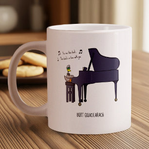 Burt Quackarach Eend Grappige Pianospeler Kunstwer Grote Koffiekop