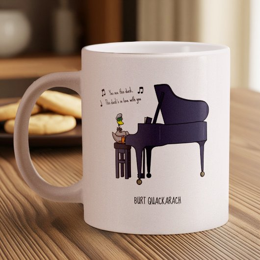Burt Quackarach Eend Grappige Pianospeler Kunstwer Grote Koffiekop