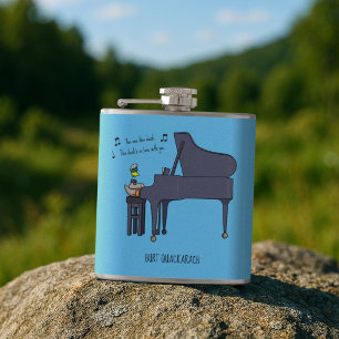 Burt Quackarach Eend Grappige Pianospeler Kunstwer Heupfles