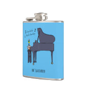 Burt Quackarach Eend Grappige Pianospeler Kunstwer Heupfles (Links)
