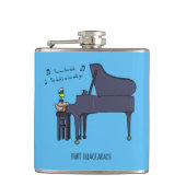 Burt Quackarach Eend Grappige Pianospeler Kunstwer Heupfles (Voorkant)