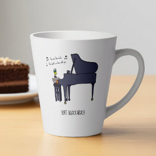 Burt Quackarach Eend Grappige Pianospeler Kunstwer Latte Mok