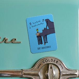 Burt Quackarach Eend Grappige Pianospeler Kunstwer Magneet