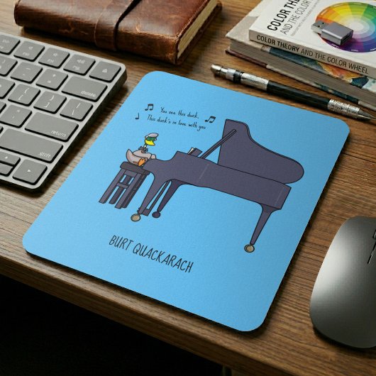 Burt Quackarach Eend Grappige Pianospeler Kunstwer Muismat