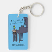 Burt Quackarach Eend Grappige Pianospeler Kunstwer Sleutelhanger (achterkant)