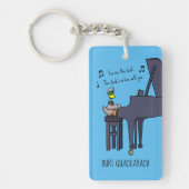 Burt Quackarach Eend Grappige Pianospeler Kunstwer Sleutelhanger (Voorkant)