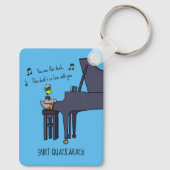Burt Quackarach Eend Grappige Pianospeler Kunstwer Sleutelhanger (Achterkant)
