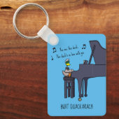 Burt Quackarach Eend Grappige Pianospeler Kunstwer Sleutelhanger (Voorkant)
