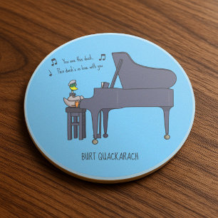 Burt Quackarach Eend Grappige Pianospeler Kunstwer Zandsteen Onderzetter